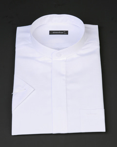 반팔 차이나셔츠 흰색 - 목회자셔츠
