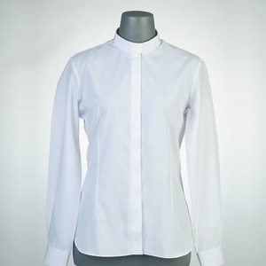 여성 로만카라셔츠 흰색 - 목회자셔츠